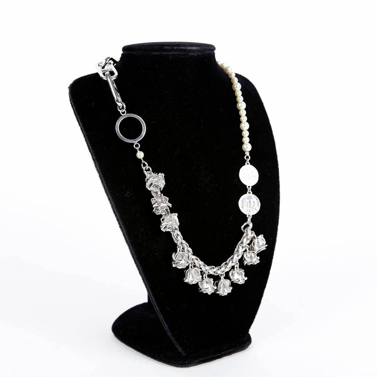 Dior Judy Blame Pearl En Rose Metal Necklace 56 28173068