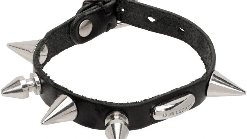 Our Legacy Stud Black Leather Superslim Bracelet A2238SEB 48345395