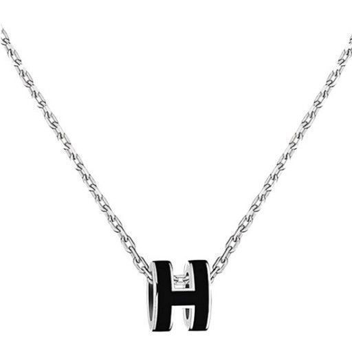 Hermes Mini Pop Ash Necklace Palladium Nua H147992FP03 Black Silver 101430247