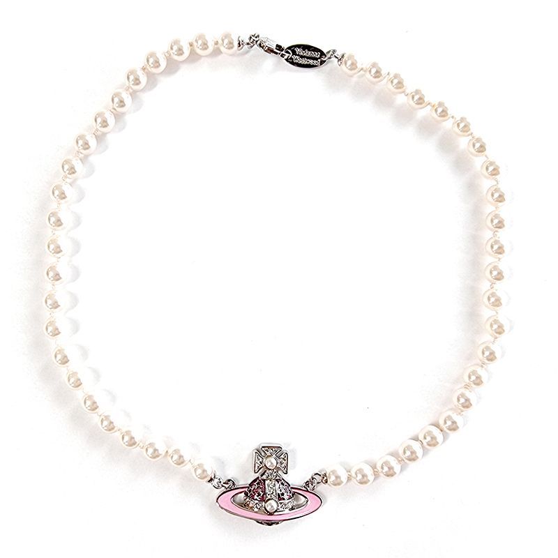 Vivienne Westwood Roxanne Pearl Necklace in Pink Silver 59898819