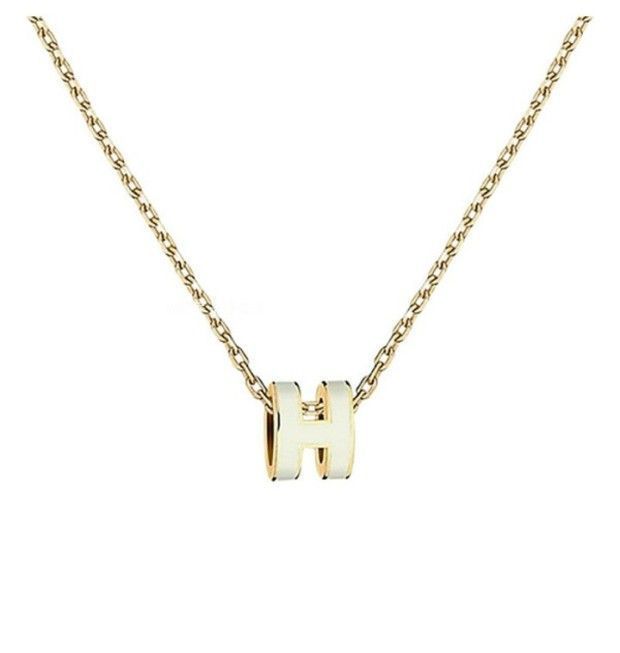 Hermes Mini Pop Ash Necklace Gold Blang White H147992F49 111032658