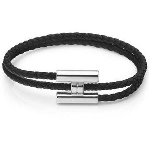 Hermes Men's Bracelet Tunes Trese H068406FP89 Black Silver 111246557