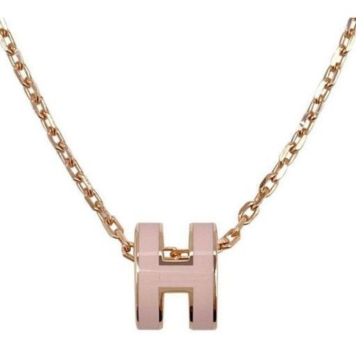 Hermes Mini Pop Hach Necklace H147992FO85 Rose Gold Rose Dragee Pink 111032659