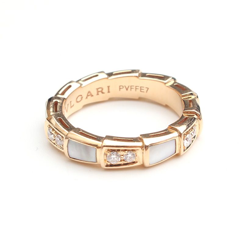BVLGARI Diamond Rose Gold Serpenti Viper Ring 7 353212 125125020