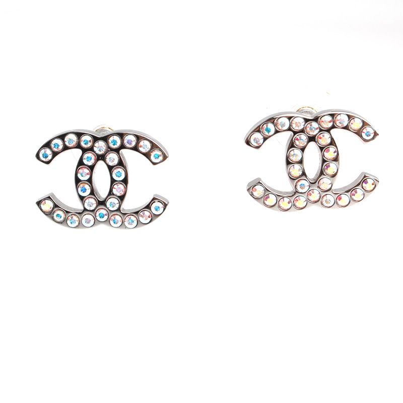 CHANEL Hologram Crystal Silver Earrings 106924959