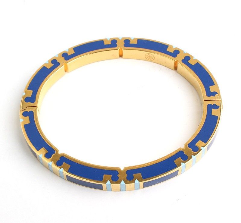 Tory Burch Blue Gold Logo Bangle Bracelet 26811761