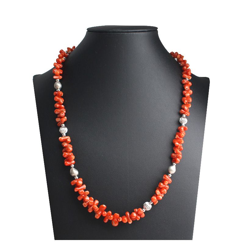 Other Brand Red Coral Silver Necklace 119864680