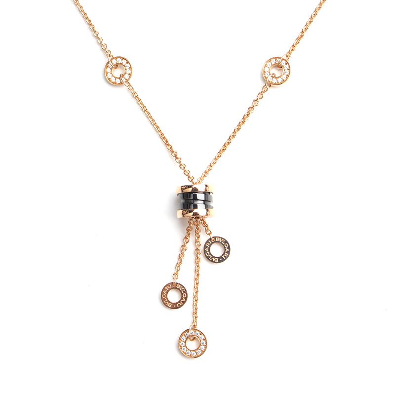Bulgari B.zero1 Diamond Ceramic 750 Yellow Gold Necklace 101473345