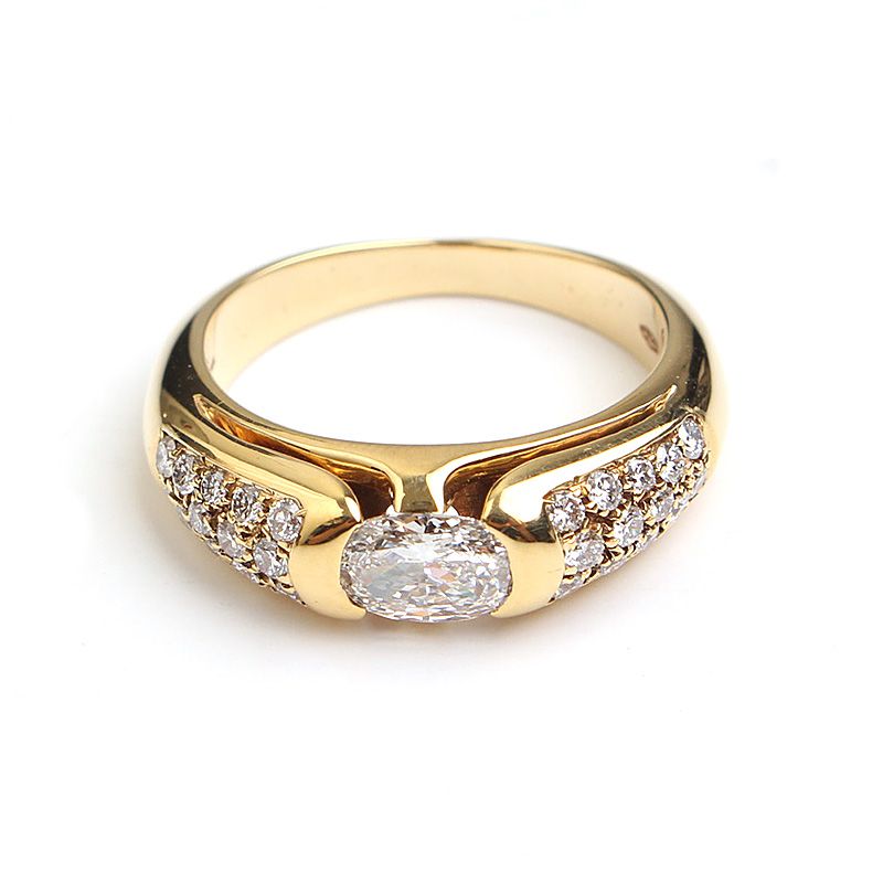 Bulgari Oval 750 Yellow Gold Diamond Ring 4P 58763840
