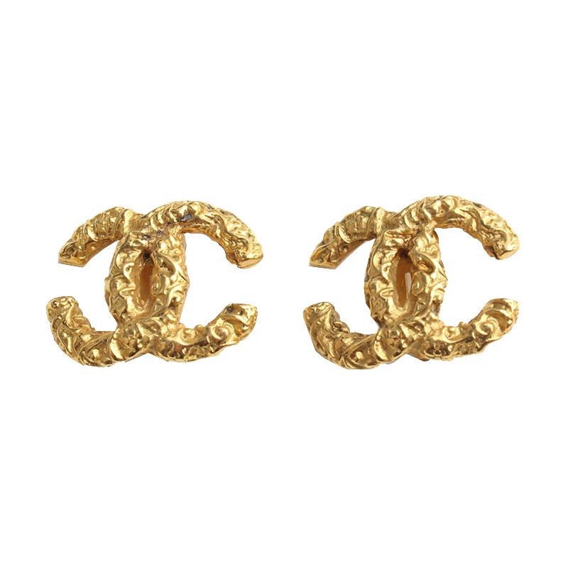 CHANEL Vintage Gold-Plated CC Logo Clip-On Earrings 116200687