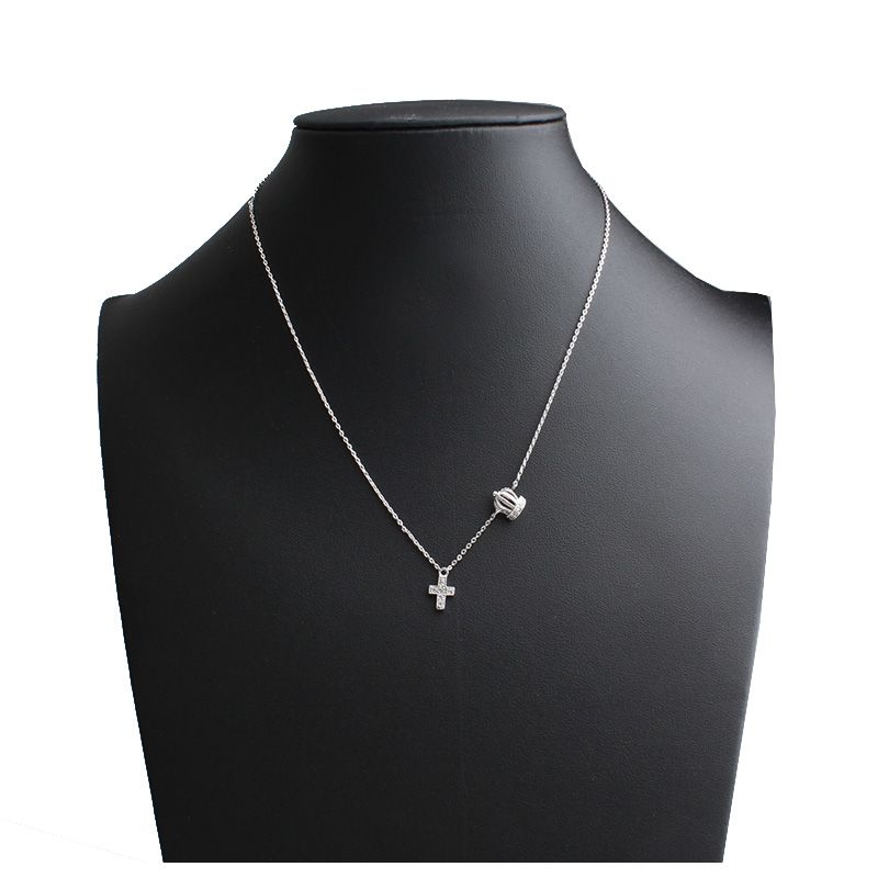 Other Brand 925 Silver Crown and Cross Necklace 114627018