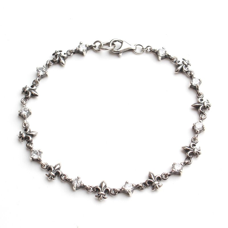 Other Brand Fleur de Lis 925 Silver Crystal Bracelet 98999100