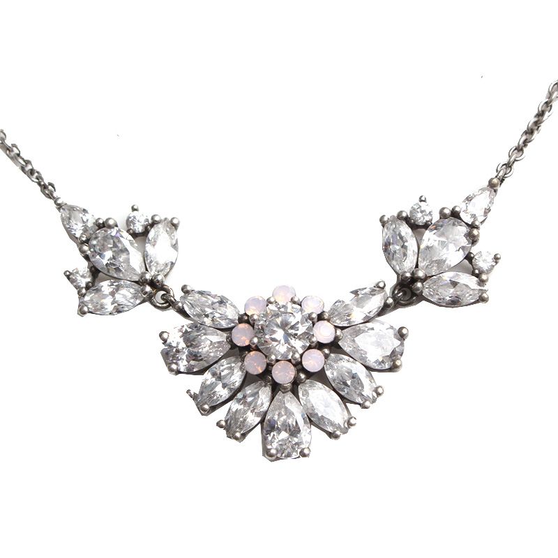 Other Brand 925 Silver Crystal Daisy Necklace 97439470