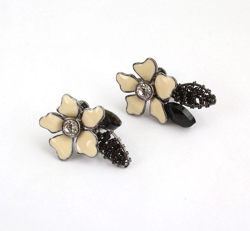 Givenchy Beige Flower Crystal Amethyst Adjustable Earrings 26811736