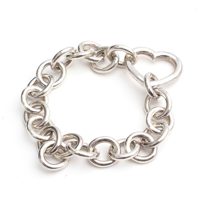 Tiffany & Co Heart 925 Silver Chain Bracelet 113185725