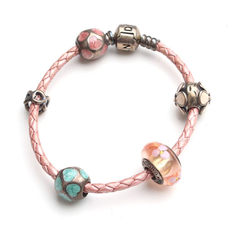 Pandora Indy Pink Leather 925 Silver Bracelet 98666550