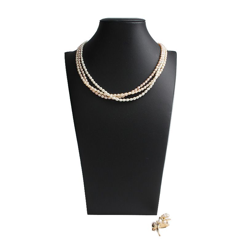 Other Brand Triple Layer Pearl Necklace and White Pearl Brooch Set 78469152