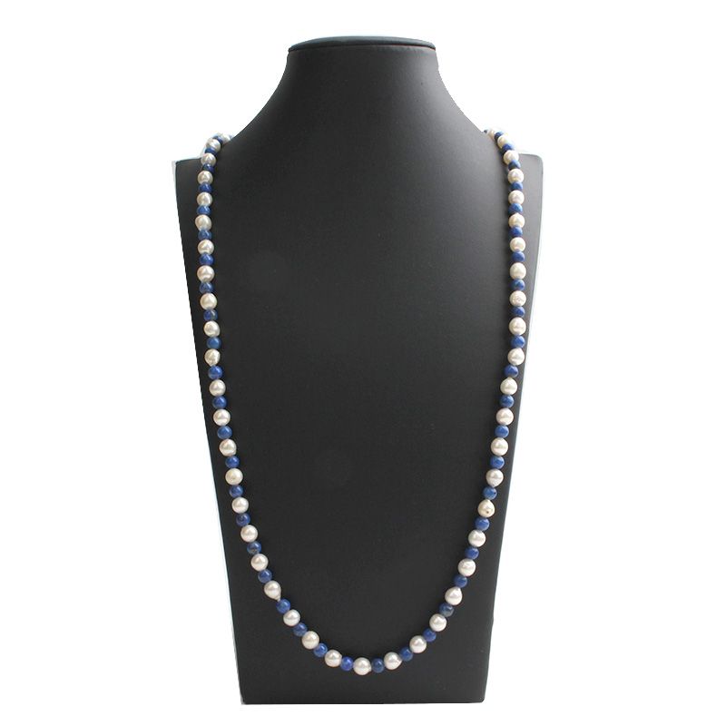Other Brand Baroque Pearl Lapis Lazuli Necklace with Silver Clasp 76605367
