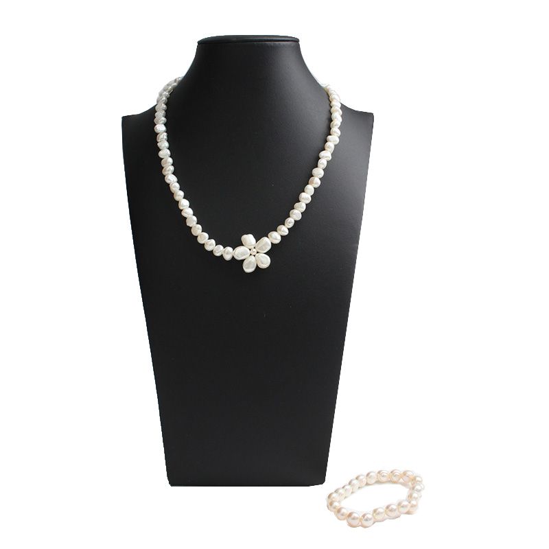 Other Brand Baroque Pearl Flower Necklace and Bracelet Set 78622742