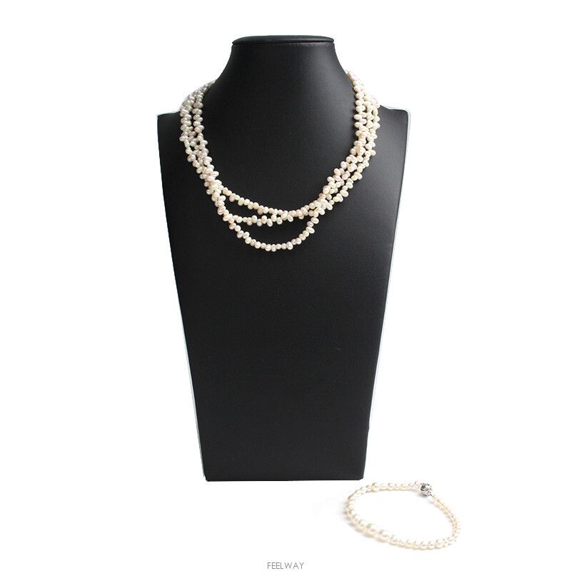 Other Brand Triple Layer Baroque Pearl Necklace and Bracelet Set 78392553
