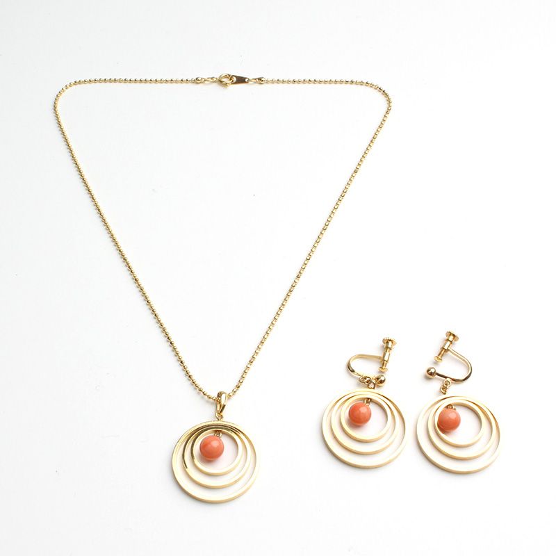 Other Brand Coral Pendant Necklace and Earring Set 78390380