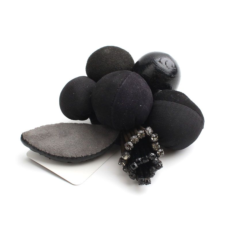 Sonia Rykiel Black Leather Beads Brooch 76337063