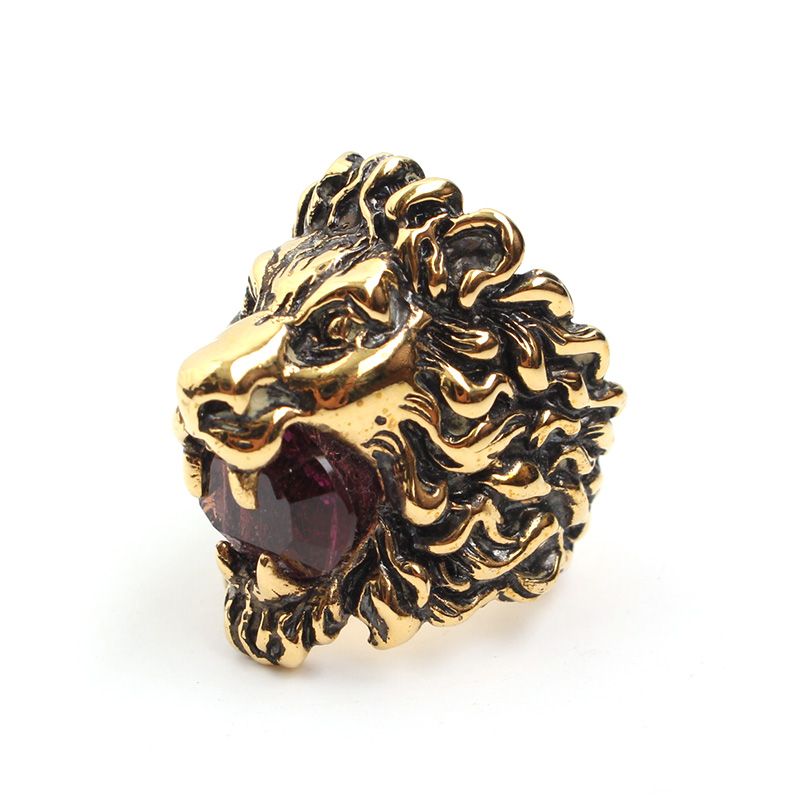 Gucci Amethyst Lion Ring Gold Plated 14 69031135