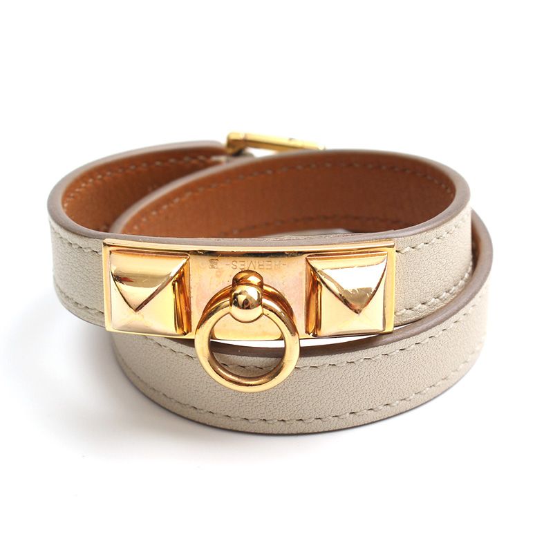 Hermes Medor Oatmeal Double Strap Bracelet T Stamp 74939106