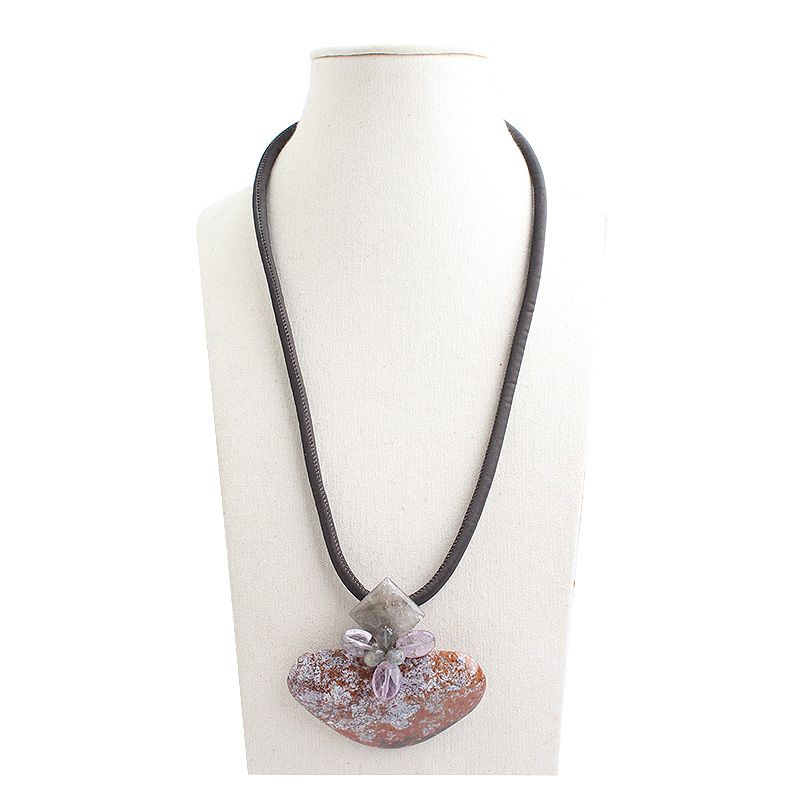 Other Brand Brecciated Jasper Brooch Necklace 63343800