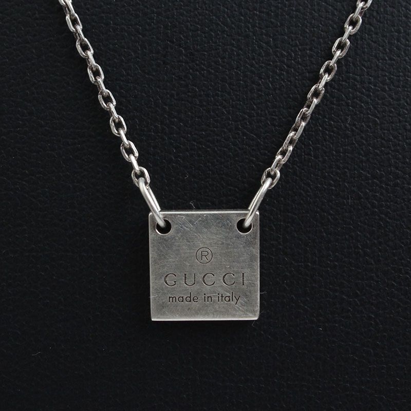Gucci 925 Silver Square Charm Necklace 71811403
