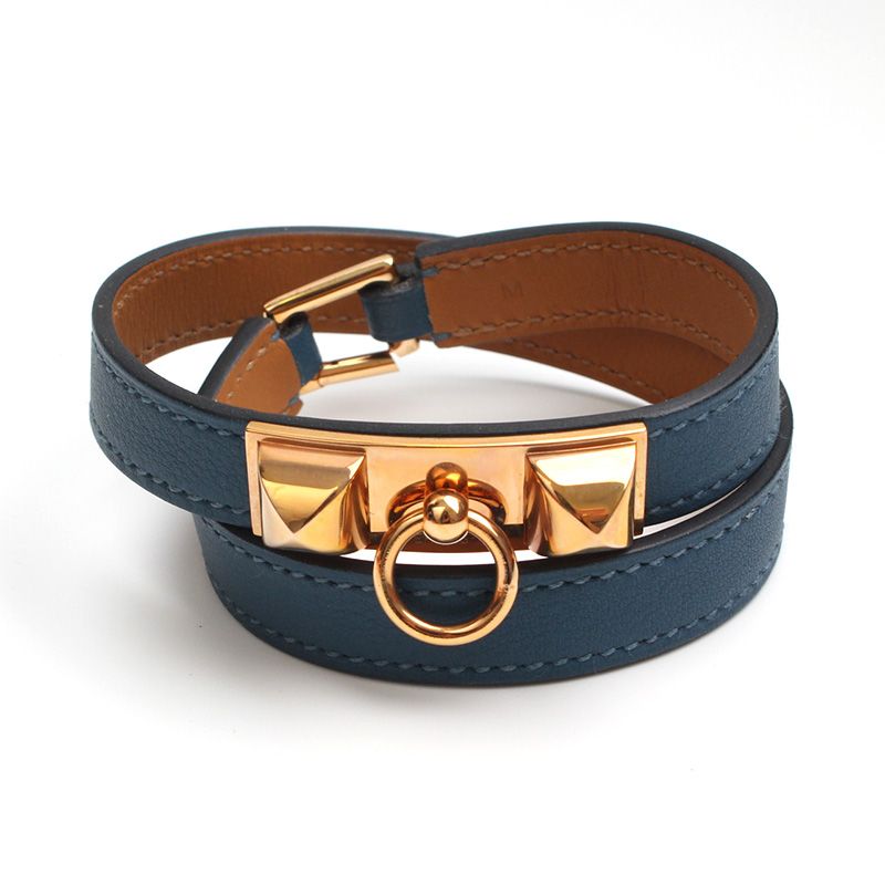 Hermes Medor Mallard Blue Double Strap Bracelet 74254294