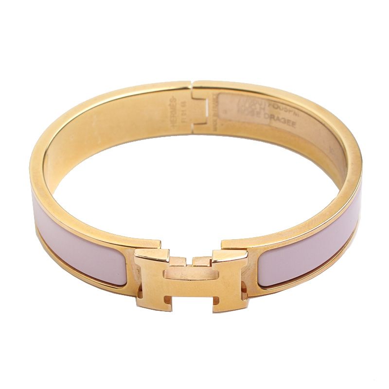Hermes Rose Dragee Click H Bracelet Gold - S 55323431
