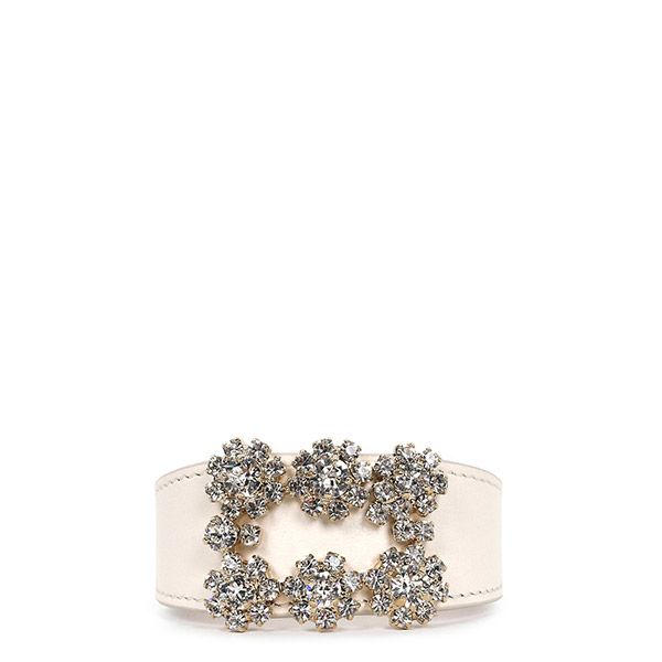 Roger Vivier White Flower Rhinestone Buckle Bracelet 78822192