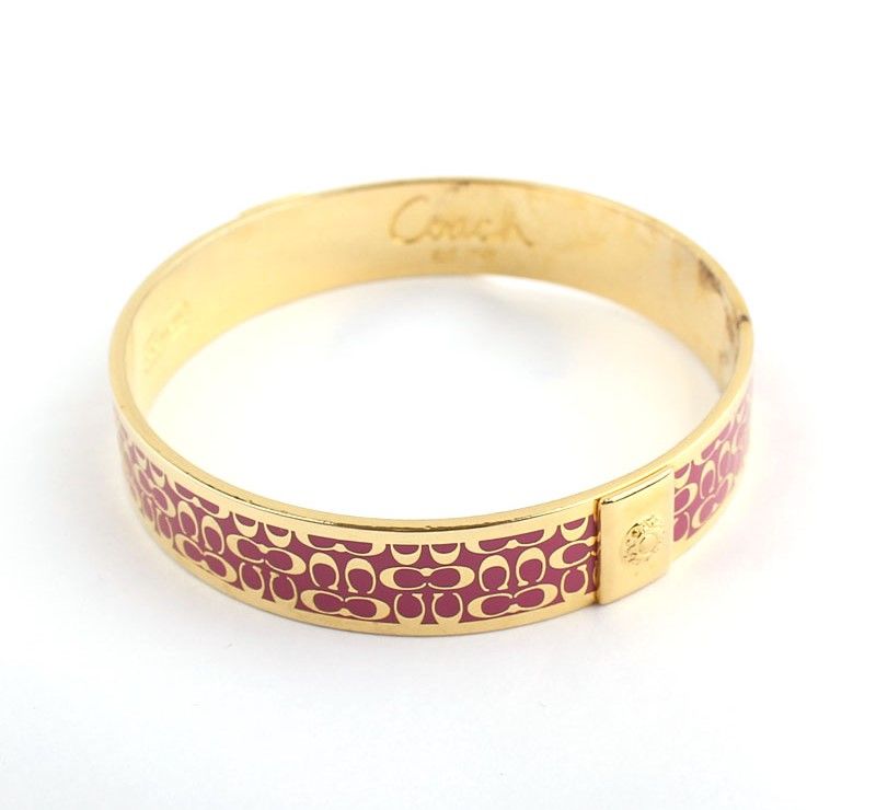 Coach Fuchsia Pink Logo Gold-Tone Bangle Bracelet 26811705