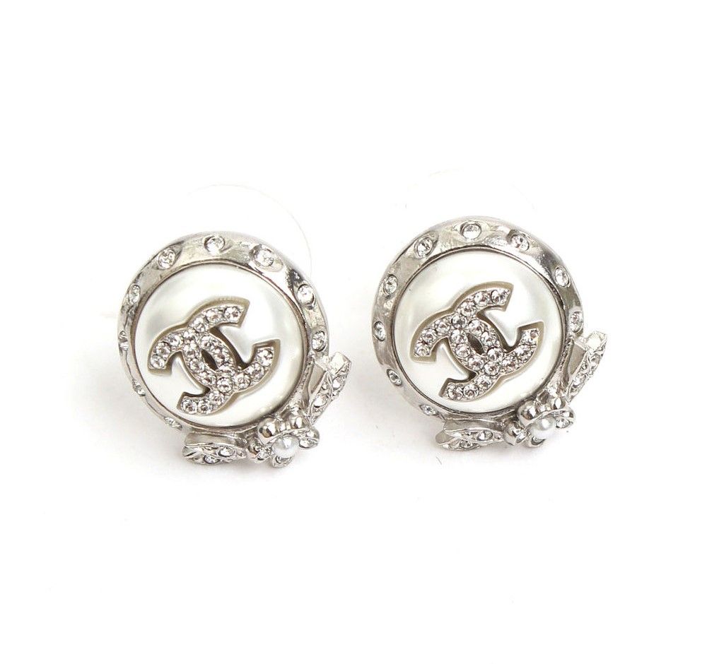 CHANEL CC Logo Silver Ball Earrings 30995176