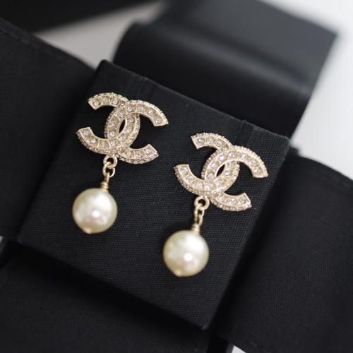 CHANEL Classic CC Logo Pearl Cubic Drop Earrings A86506 72624414