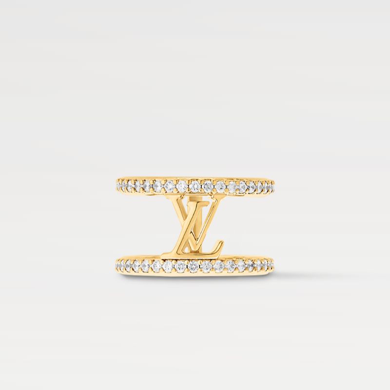 Louis Vuitton LV Initial Signature Iconic Ring Gold Palladium Crystal XS S M L 120419987