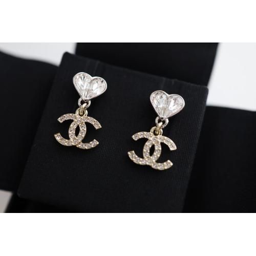 CHANEL CC Logo Heart Drop Earrings Gold Crystal ABA909 72625066