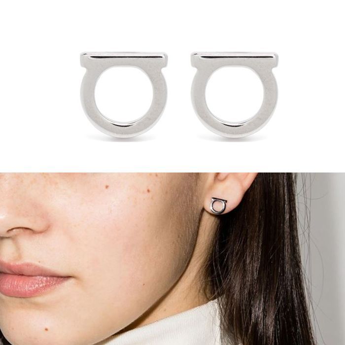 Salvatore Ferragamo Gancini Silver Earrings 760120 002 92186994