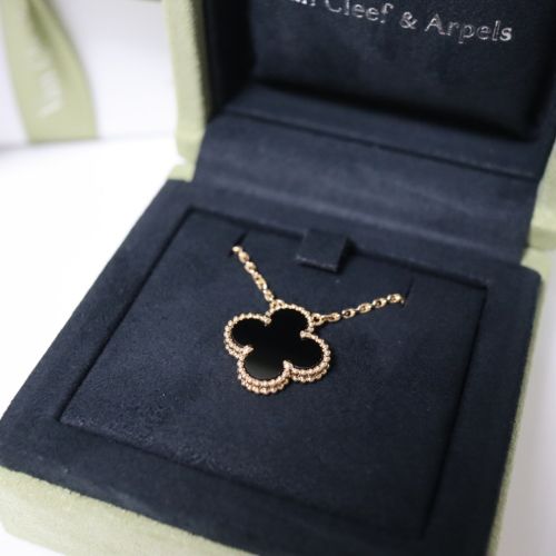 Van Cleef & Arpels Vintage Alhambra Onyx Pendant Necklace 72612195