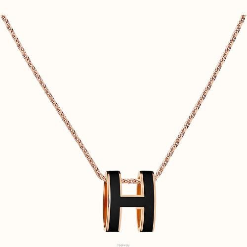 Hermes Pop H necklace Black Rose Gold 72624376