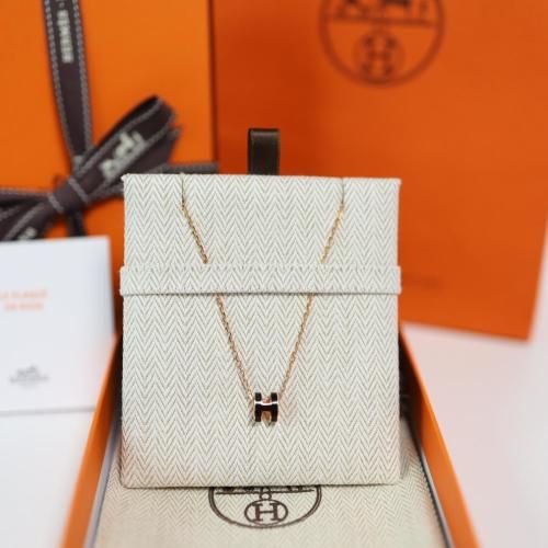 Hermes Mini Pop H necklace in Noir with Rose Gold H147992FO03 72624110