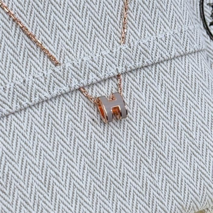 Hermes Mini Popash Necklace Pendant Rose Gold Maronglasse H147992FO55 114800662