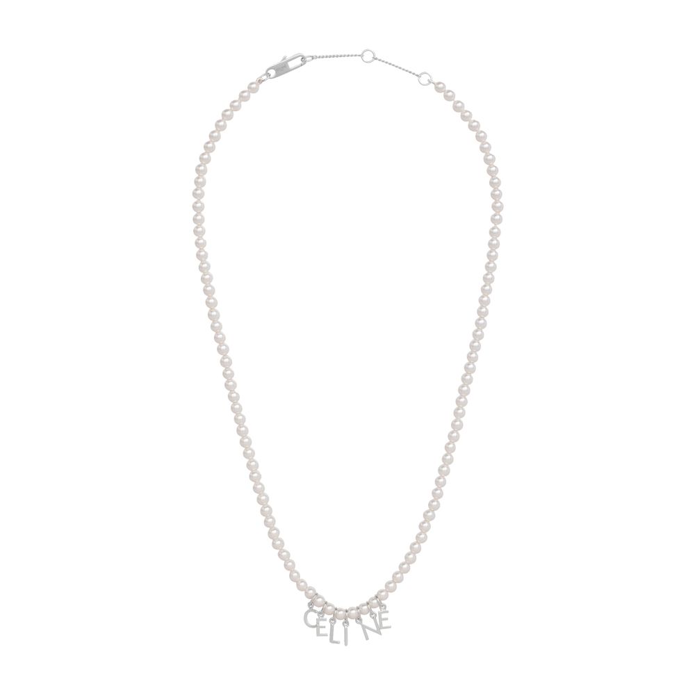 Celine Monochrome Necklace Glass Pearl Brass Rhodium Finish 460JK6BPE 01IS 116659445