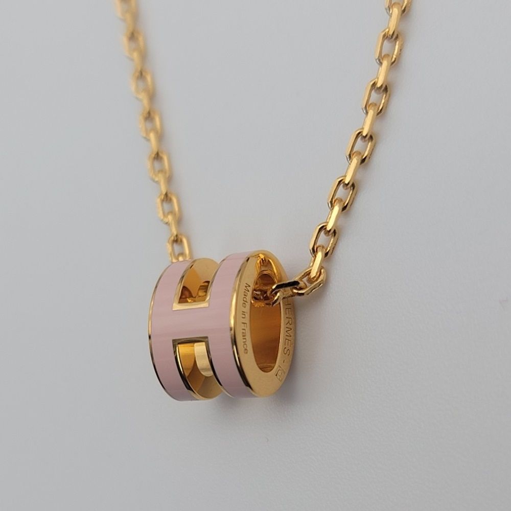 Hermes Mini Pop H necklace Gold Rose Drage 121330783