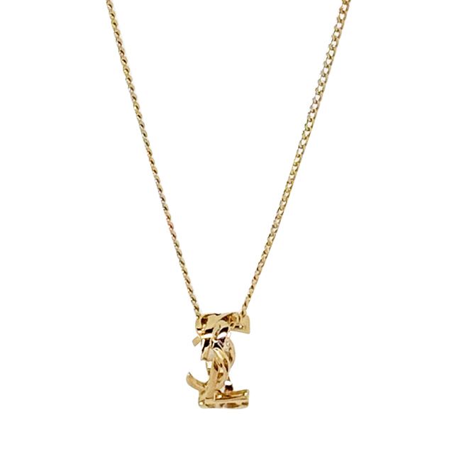 Saint Laurent YSL Cassandra Ring Pendant Chain Necklace / Gold 822754 Y1500 8030 133102576