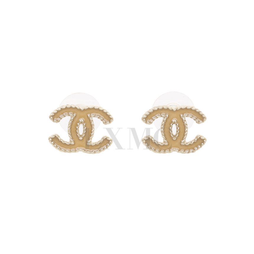 CHANEL Gold CC Logo Earrings Beige Point Earrings 2013 Cruise Collection 131441741