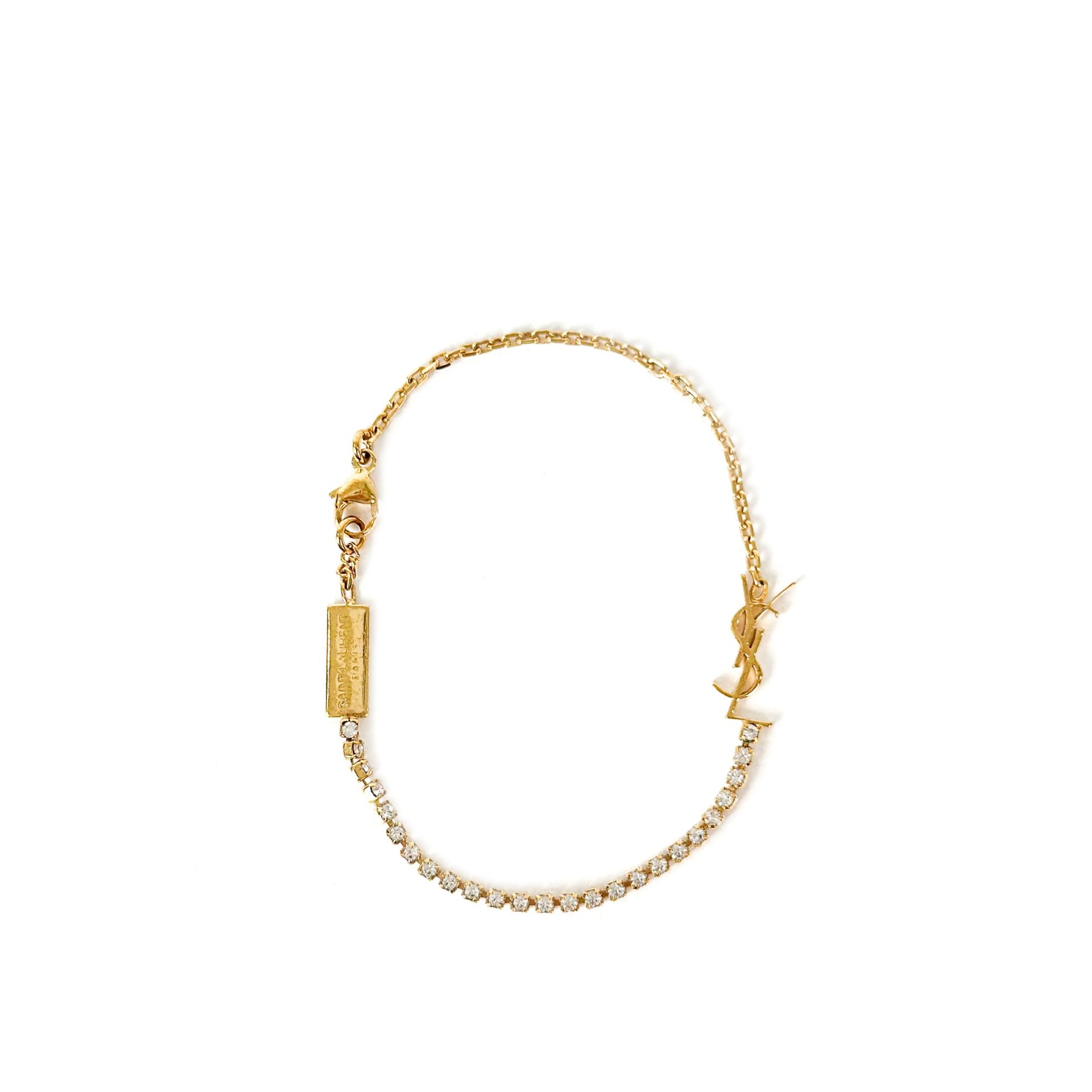 Saint Laurent Cassandra Rhinestone Opium Gold-Colored Charm Chain Bracelet 712345 Y1526 8066 122309650