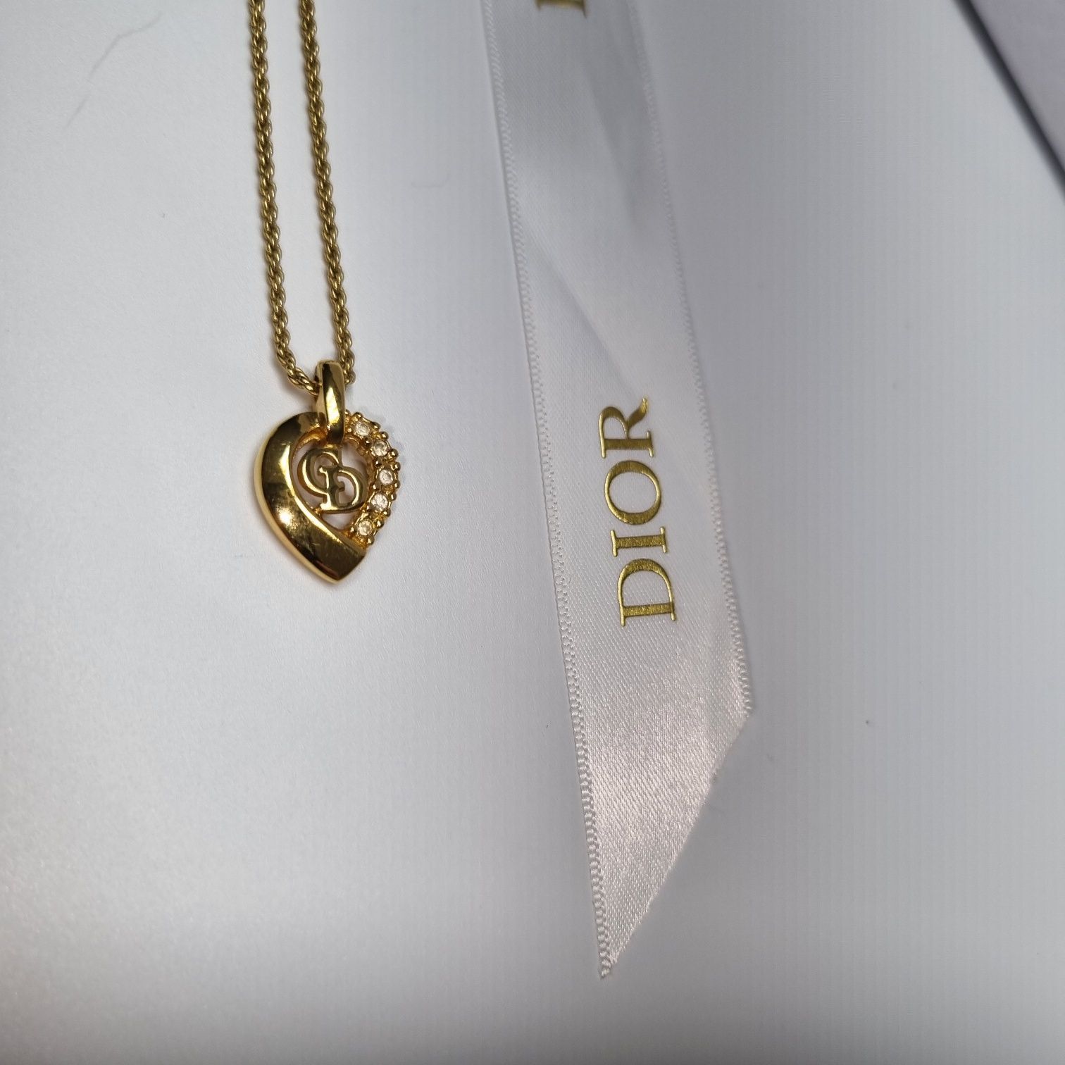 Dior CD Logo Half Heartstone Necklace 503-82 133044718