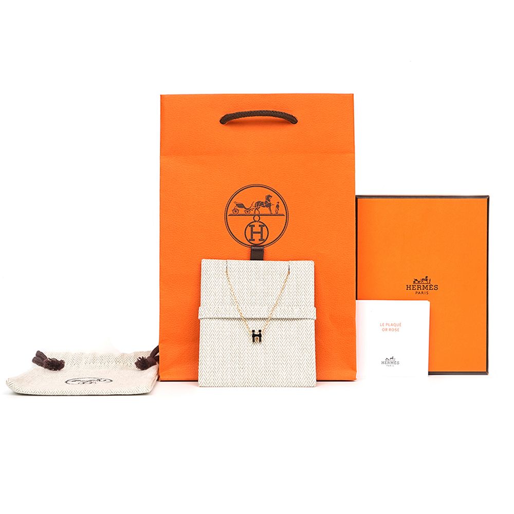Hermes Mini Pop H Necklace Rose Gold Black 130017932